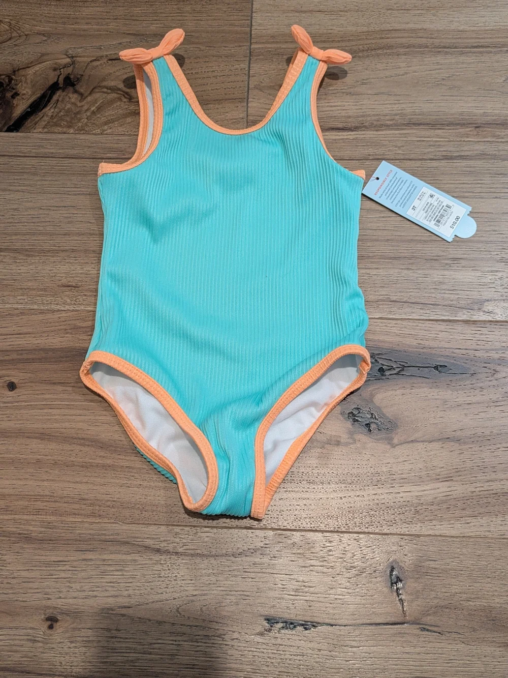 Cat & Jack Girls' Floral Long-Sleeve Rash Guard and Aqua One-Piece Swimsuit Set